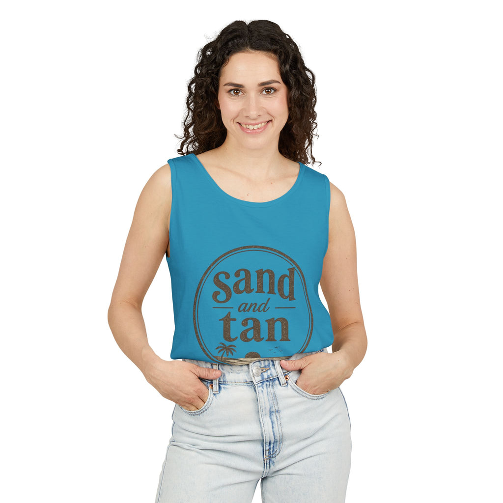 Sand and Tan Beach Tank Top — Vintage Surf Graphic