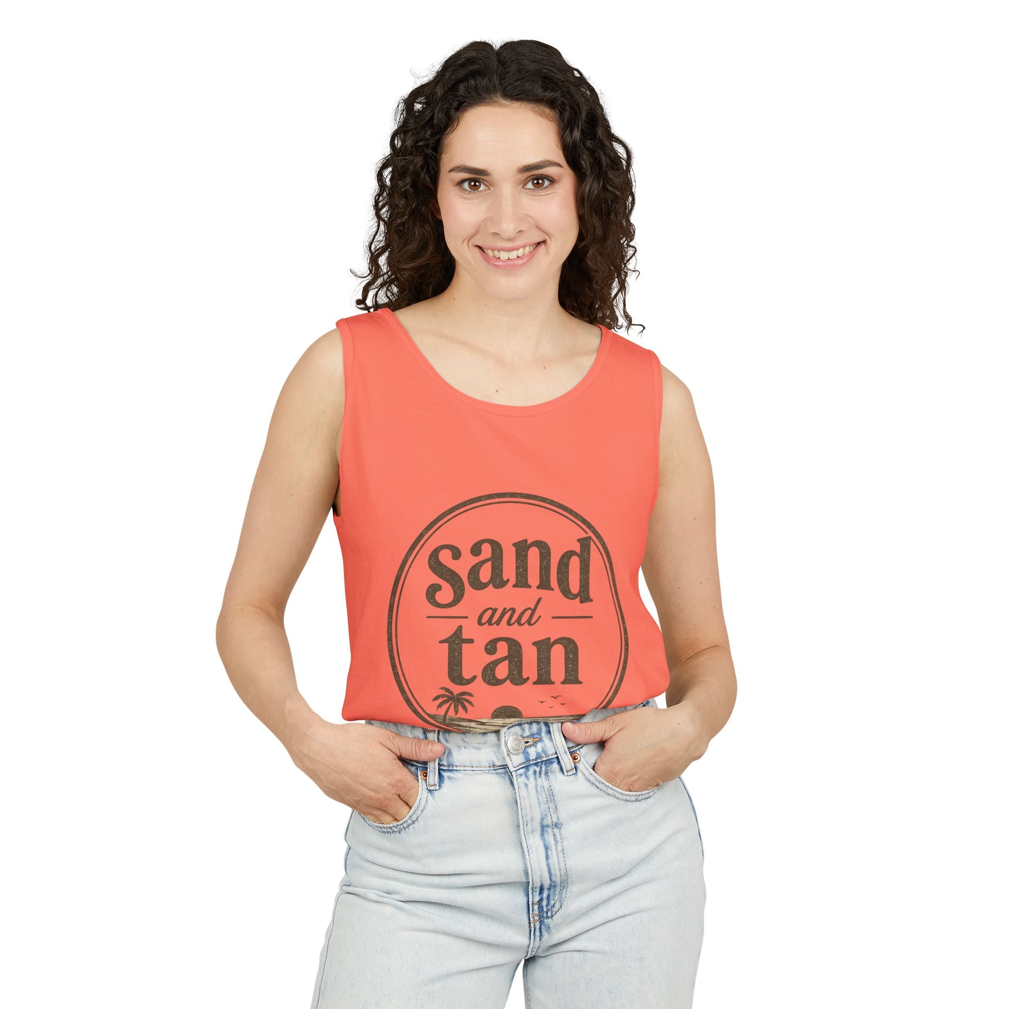 Sand and Tan Beach Tank Top — Vintage Surf Graphic