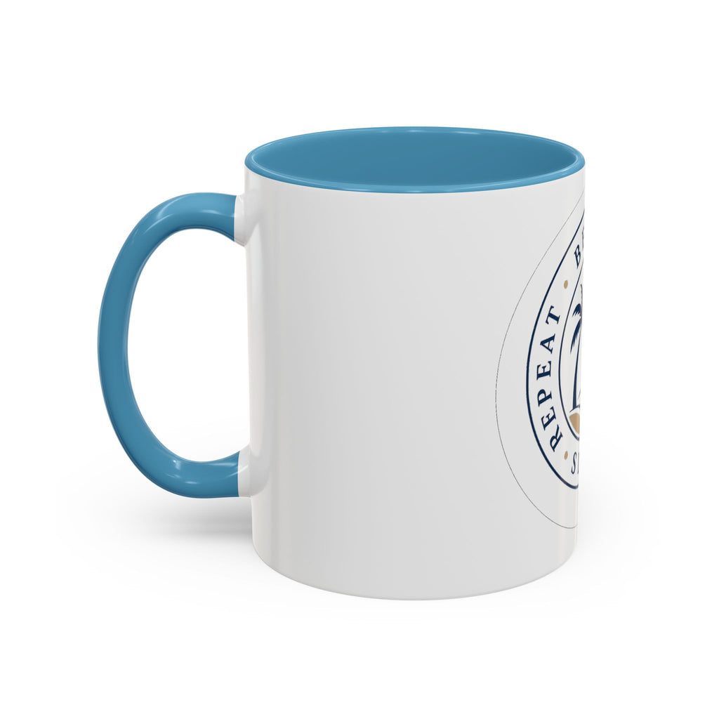 "Beach, Eat, Drink, Sleep, Repeat" Accent Coffee Mug (11, 15oz)