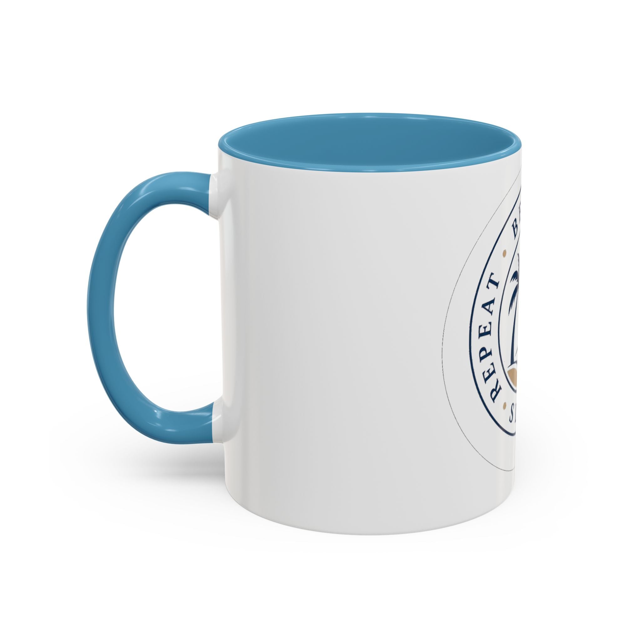 "Beach, Eat, Drink, Sleep, Repeat" Accent Coffee Mug (11, 15oz)