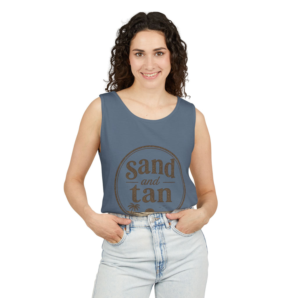 Sand and Tan Beach Tank Top — Vintage Surf Graphic
