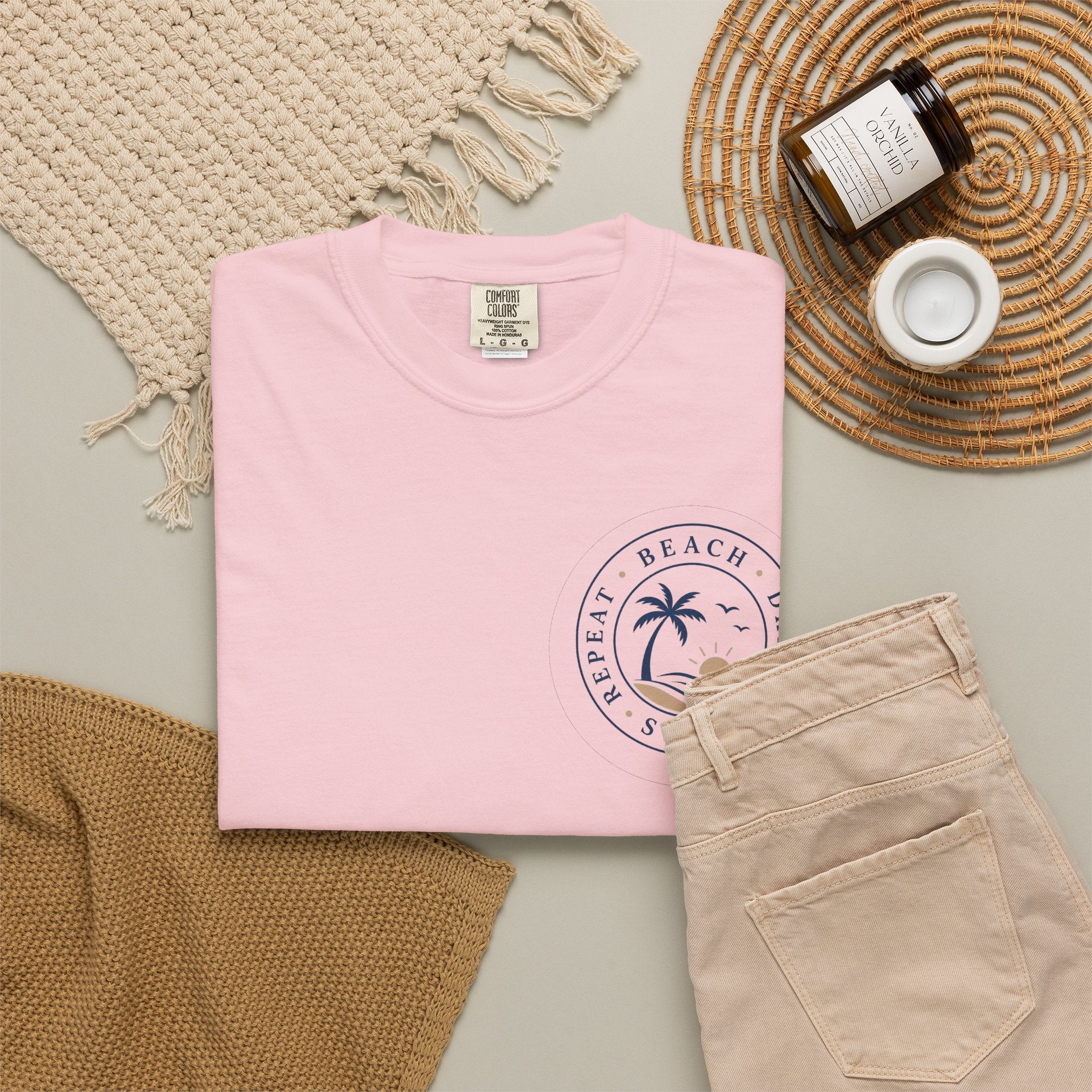"Beach, Drink, Sleep, Repeat"— Vintage Coastal Graphic Tee