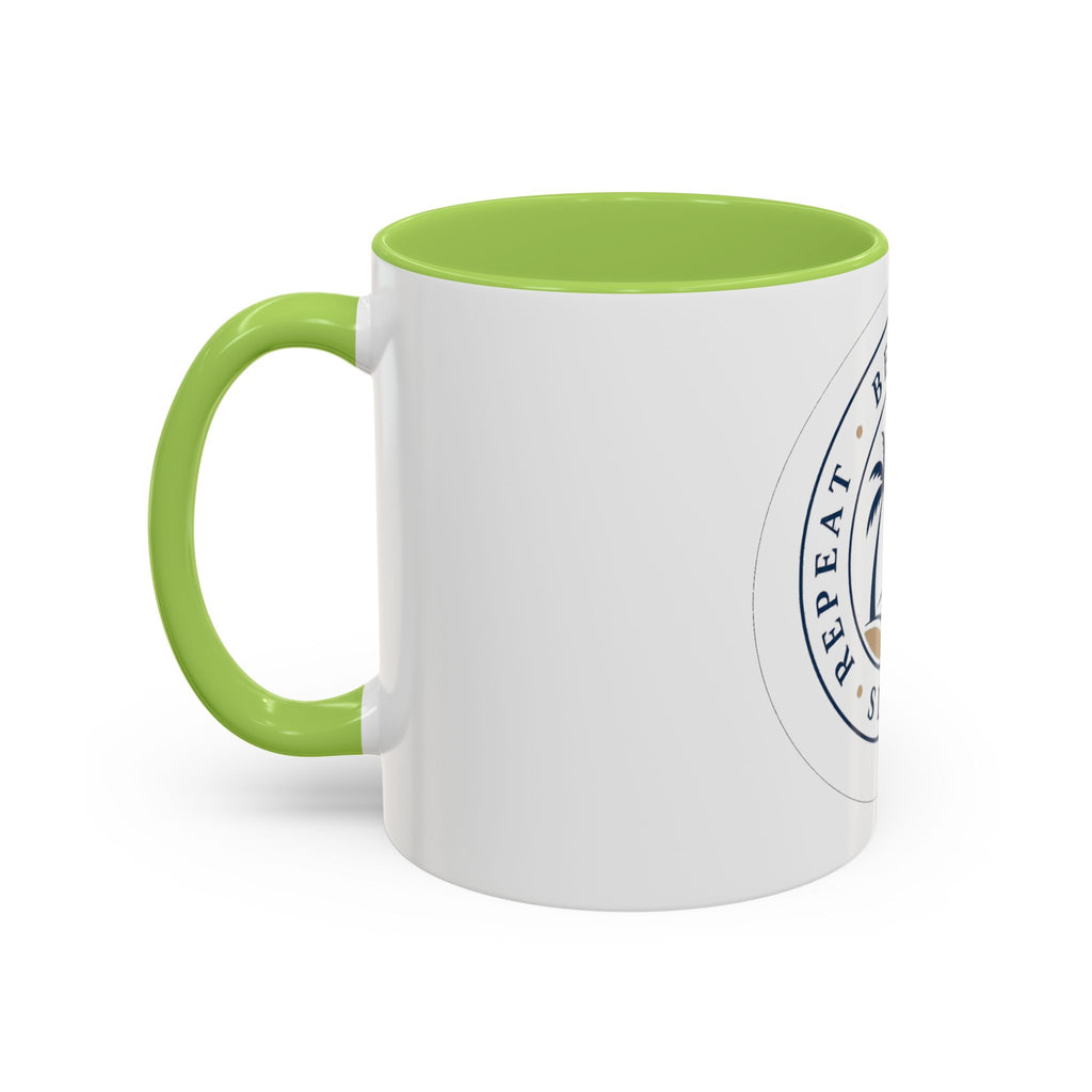 "Beach, Eat, Drink, Sleep, Repeat" Accent Coffee Mug (11, 15oz)