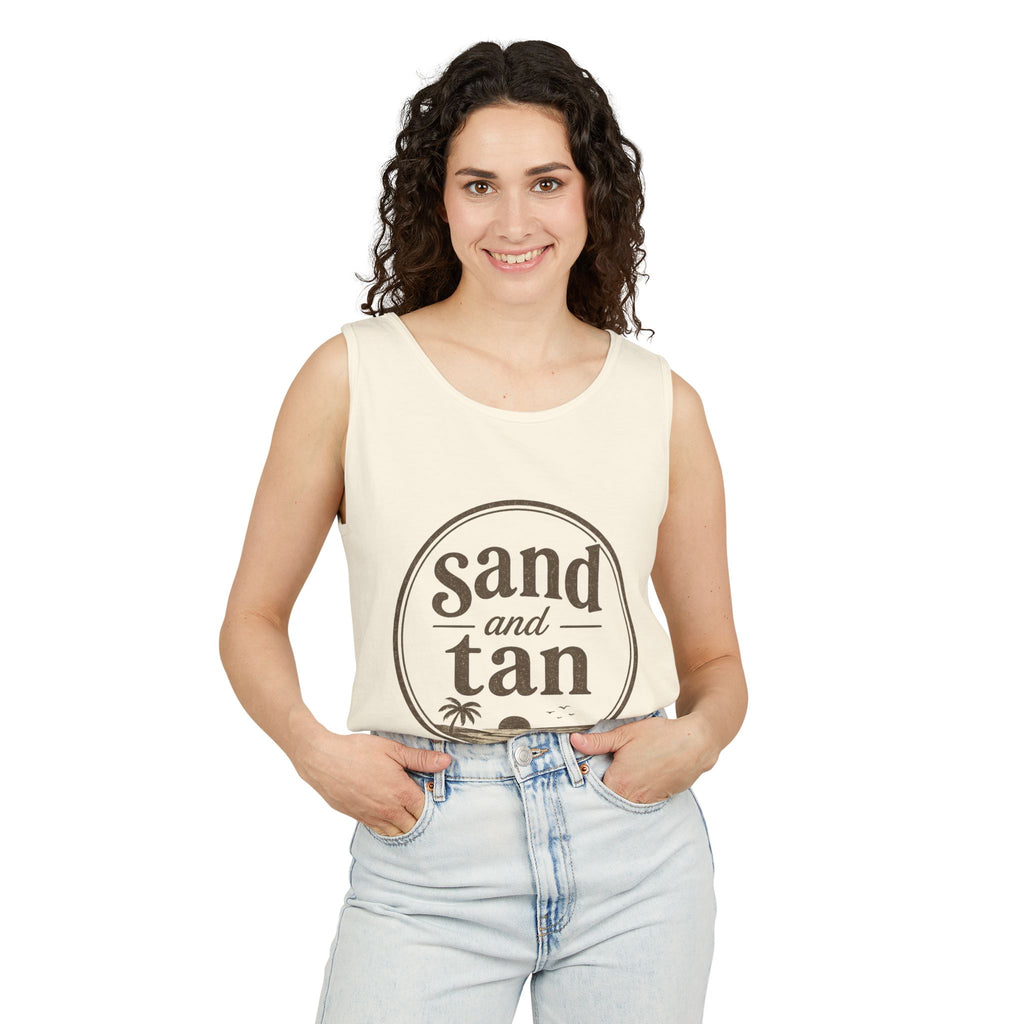 Sand and Tan Beach Tank Top — Vintage Surf Graphic